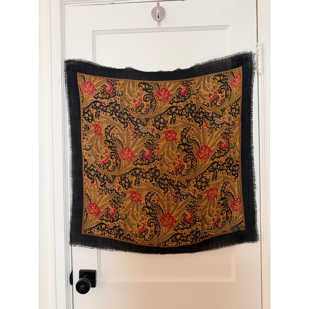 Vintage Charter Club 100% Wool Paisley Square Scarf Made in Japan Fringe